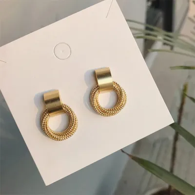 Fashionable Geometric Golden Earrings